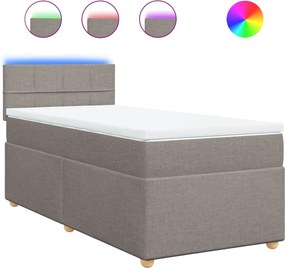vidaXL Κρεβάτι Boxspring με Στρώμα Taupe 80x200 εκ. Υφασμάτινο