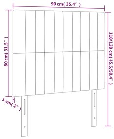 vidaXL Κεφαλάρι Κρεβατιού LED Σκούρο Γκρι 90x5x118/128εκ. Υφασμάτινο