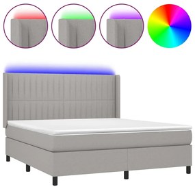 Κρεβάτι Boxspring με Στρώμα &amp; LED Αν.Γκρι 160x200εκ. Υφασμάτινο - Γκρι