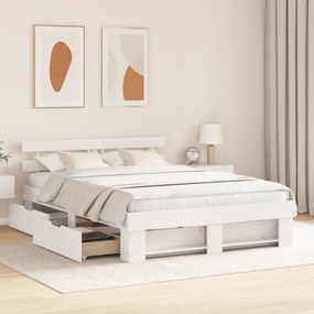 vidaXL Σκελετός Κρεβατιού Λευκό 140 x 200 cm Μασίφ ξύλο πεύκου