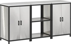 vidaXL Σετ Αποθήκευσης Κουζίνας HATTEM 3 pcs Ασημί Ανοξείδωτο Ατσάλι