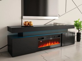 Τραπέζι Tv Merced N104, Μαύρο, Γυαλιστερό μαύρο, 190x59x41cm, 84 kg | Epipla1.gr