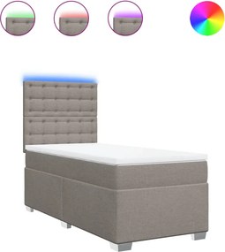vidaXL Κρεβάτι Boxspring με Στρώμα Taupe 90x200 εκ. Υφασμάτινο