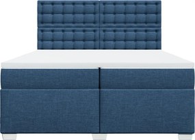 vidaXL Κρεβάτι Boxspring με Στρώμα Μπλε 200x200 εκ. Υφασμάτινο