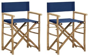 Καρέκλες Σκηνοθέτη Πτυσσόμενες 2 τεμ. Μπλε από Μπαμπού / Ύφασμα