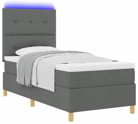 vidaXL Κρεβάτι με ελατήρια με στρώμα Σκούρο γκρι 90 x 200 cm ύφασμα