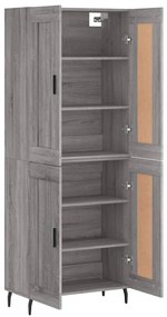 vidaXL Ντουλάπι Γκρι Sonoma 69,5 x 34 x 180 εκ. Επεξεργασμένο Ξύλο