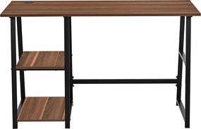Γραφείο Υπολογιστή Με 2 Ράφια (120x50x73) Spitishop Nuez Walnut/Black