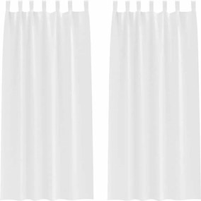 vidaXL Κουρτίνες Μαύρης Ύφανσης με Δαχτυλίδια 2 pcs Καθαρό Λευκό