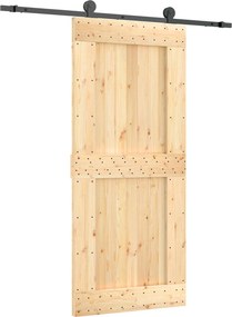 vidaXL Συρόμενη Πόρτα Φυσικό και Μαύρο 90 x 210 cm