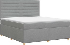 vidaXL Κρεβάτι box spring με στρώμα Ανοιχτό γκρι 140 x 190 cm Ύφασμα