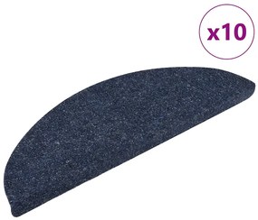 vidaXL Πατάκια Σκάλας Αυτοκόλλητα 10 τεμ. Μπλε 56x17x3 εκ Βελονιασμένα