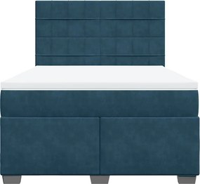 vidaXL Κρεβάτι Boxspring με Στρώμα Μπλε 160x200 εκ. Βελούδινο