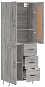 vidaXL Ντουλάπι Γκρι Sonoma 69,5 x 34 x 180 εκ. Επεξεργασμένο Ξύλο