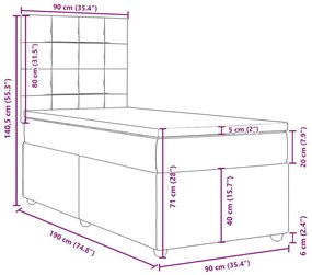 Κρεβάτι Boxspring με Στρώμα Taupe 90x190 εκ.Υφασμάτινο - Μπεζ-Γκρι