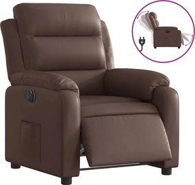vidaXL Πολυθρόνα Ηλεκτρική Ανακλινόμενη Καφέ Συνθ. Δέρμα