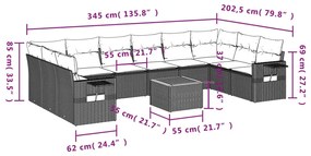 vidaXL Σαλόνι Κήπου Σετ 11 τεμ. Μπεζ Συνθετικό Ρατάν με Μαξιλάρια