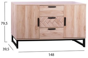 Μπουφές Chanelle με Μαύρα Πόδια Φυσικό 148x39,5x79,5Υ εκ. 148x39.5x79.5 εκ.