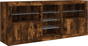 vidaXL Μπουφές με LED Καπνιστή Δρυς 181,5 x 37 x 67 εκ.