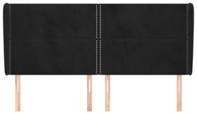 Κεφαλάρι με Πτερύγια Μαύρο 183x23x118/128 εκ. Βελούδινο - Μαύρο
