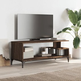 vidaXL Έπιπλο TV Καφέ Δρυς 102x40x41 εκ Επ Ξύλο/Ατσάλι Ηλ Βαφή Πούδρα