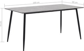 vidaXL Τραπεζαρία Γκρι 160 x 80 x 75 εκ. από MDF