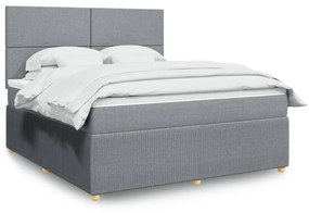 Κρεβάτι Boxspring με Στρώμα Ανοιχτό Γκρι 180x200 εκ. Υφασμάτινο - Γκρι