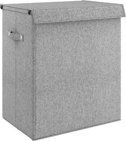 vidaXL Καλάθι Ρούχων Πτυσσόμενο Γκρι 51x34,5x59 εκ. Συνθ. Λινό Ύφασμα
