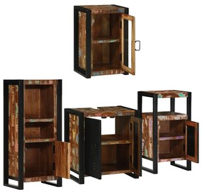 vidaXL Σετ Επίπλων Μπάνιου 4 pcs Πολύχρωμο Στερεό ανακτημένο ξύλο