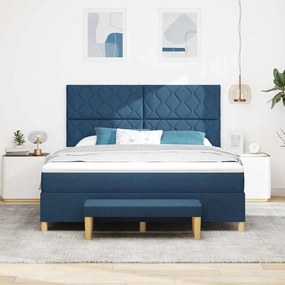 vidaXL Κρεβάτι με ελατήρια με στρώμα Μπλε 180 x 200 cm ύφασμα
