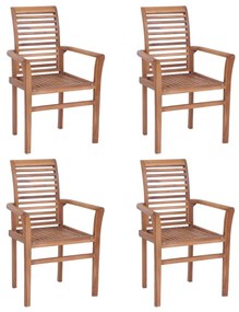 Καρέκλες Τραπεζαρίας Στοιβαζόμενες 4 τεμ. από Μασίφ Ξύλο Teak