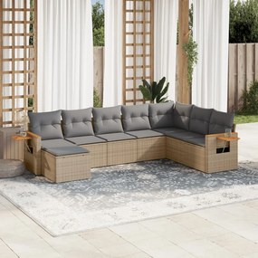 vidaXL Patio Sofa Set 7-θέσια Beige and Grey