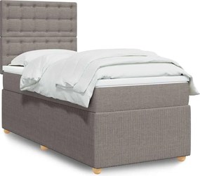 vidaXL Κρεβάτι Boxspring με Στρώμα Taupe 90x200 εκ. Υφασμάτινο