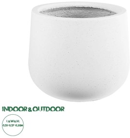 20802 GloboStar®  Artificial Garden CHELSEA 20802 Διακοσμητικό Πολυεστερικό Τσιμεντένιο Κασπώ Γλάστρα - Flower Pot Λευκό με Μαύρες Λεπτομέριες Μ25 x Π27 x Υ30cm