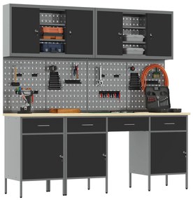 vidaXL Σετ Εργασίας 10 Τεμαχίων Μαύρο Ατσάλι