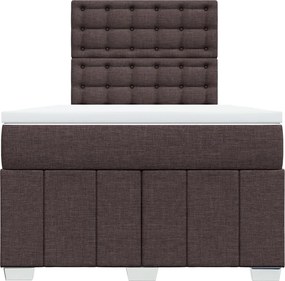 vidaXL Κρεβάτι Boxspring με Στρώμα Σκούρο Καφέ 120x200 εκ. Υφασμάτινο