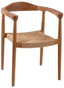 Πολυθρόνα HM9389.01 59,5x56x76,5cm Από Μασίφ Ξύλο Teak Σχοινί Natural-Beige Ξύλο,Σχοινί