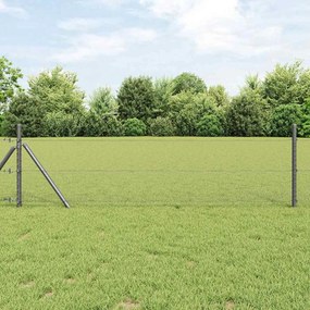 vidaXL Φράχτης με Στήλες. Γκρι 0.8 x 10 m Ατσάλι με επικάλυψη PVC