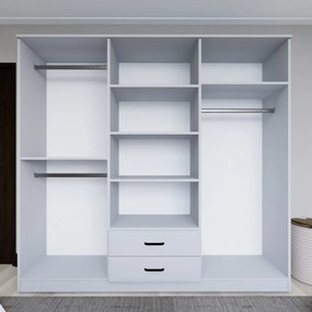 Εξαφυλλη Ντουλαπα Λευκο Ματ YAMON 1600 45x120x181