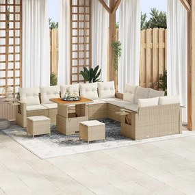 vidaXL Σετ Καναπέ Κήπου 13 pcs Μπεζ συνθετικό ρατάν