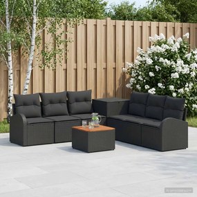 vidaXL Σετ Καναπέ 8 τμχ. Μαύρο 55 x 55 x 37 εκ Πολυ-ρακί και Χάλυβας