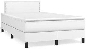 vidaXL Κρεβάτι Boxspring με Στρώμα Λευκό 120x200εκ.από Συνθετικό Δέρμα