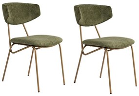 Καρέκλα Nancy (Σετ 2Τμχ) 566WYL1136 48x59x80cm Green-Gold Μέταλλο,Ύφασμα