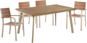 ΣΕΤ ΤΡΑΠΕΖΑΡΙΑΣ TABER HM10840.01 ΤΡΑΠΕΖΙ & 4 ΠΟΛΥΘΡΟΝΕΣ-ΑΛΟΥΜΙΝΙΟ & POLYWOOD-ΣΑΜΠΑΝΙ