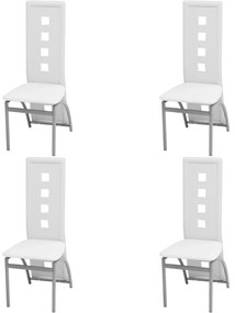 Καρέκλες Τραπεζαρίας 4 τεμ. Λευκές από Συνθετικό Δέρμα