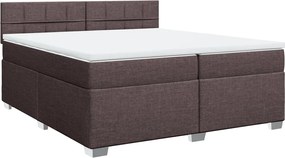 vidaXL Κρεβάτι Boxspring με Στρώμα Σκούρο Καφέ 200x200 εκ. Υφασμάτινο