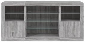 vidaXL Μπουφές με LED Γκρι Sonoma 142,5x37x67 εκ.