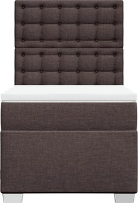 vidaXL Κρεβάτι Boxspring με Στρώμα Σκούρο Καφέ 80x200 εκ. Υφασμάτινο
