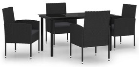 vidaXL Σετ Τραπεζαρίας Κήπου 5 Τεμαχίων Μαύρο