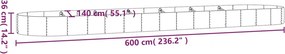 vidaXL Ζαρντινιέρα Γκρι 600x140x36 εκ. Γαλβανισμένος χάλυβας